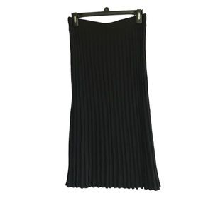 Jones New York Collection Ribbed Knit Midi Skirt Black Small Elastic Waistband